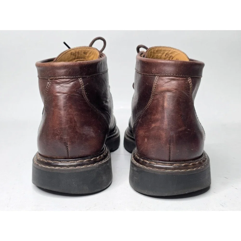 J CREW Men's Boots Size 10 Brown Leather Chukka Lace‎ Up 3-eye Shoes Italy Made